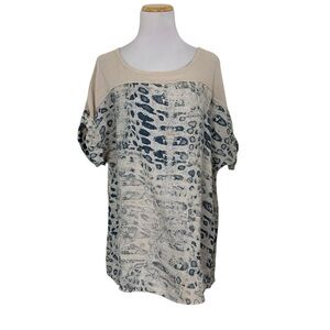 Lungo L'Arno 100% Linen Tunic Top Womens 1X Snake Print Lightweight Italy